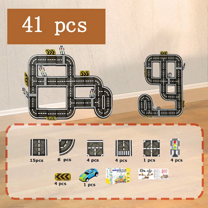Bright magnetic tiles and car accessories, a comprehensive STEM toy for children
