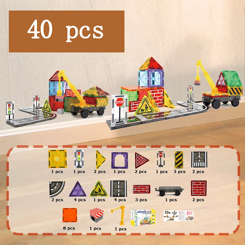 Magnetic building car kit with various shapes, offering endless construction possibilities
