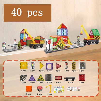 Magnetic building car kit with various shapes, offering endless construction possibilities