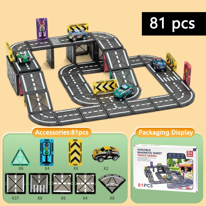Interactive magnetic car toy construction, engaging children in STEM learning