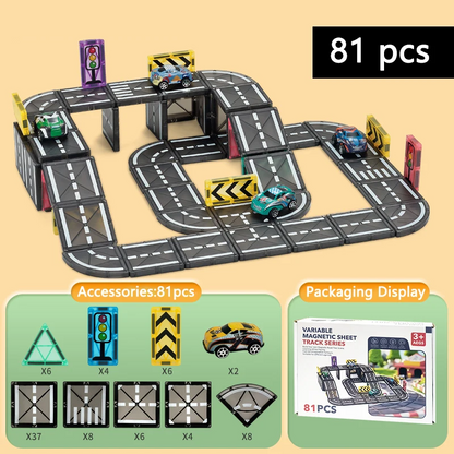 Interactive magnetic car toy construction, engaging children in STEM learning