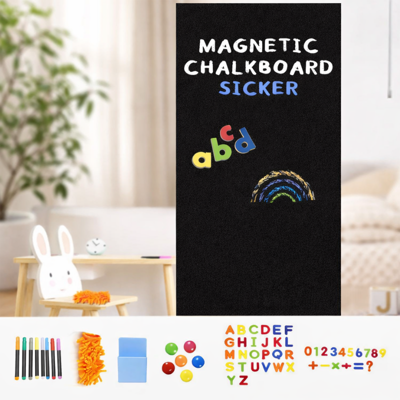 Magnetic chalkboard wallpaper for kids' playroom, peel & stick for creative learning & educational activities