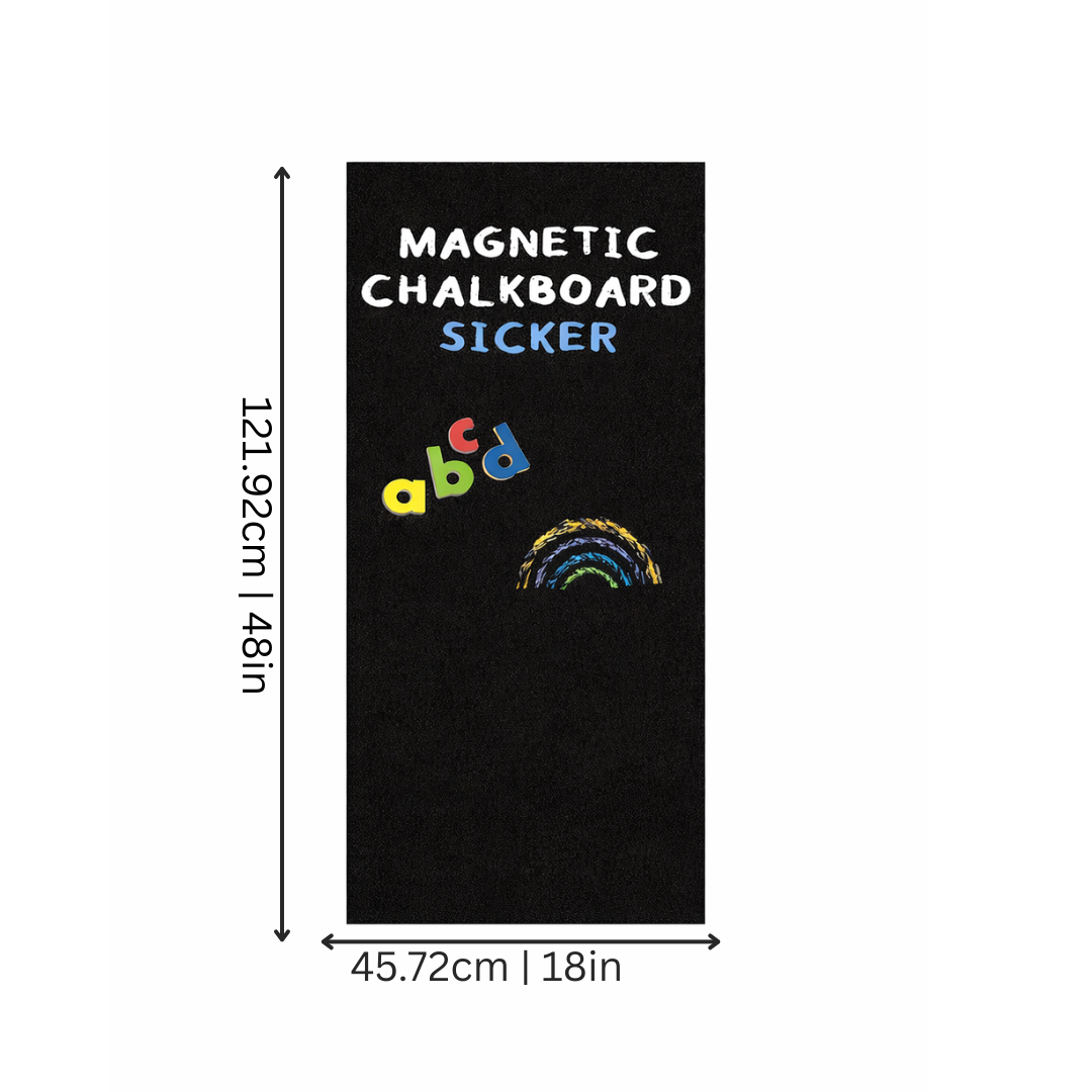 Peel and stick magnetic chalkboard wallpaper in a kids' room, perfect for drawing, notes, and learning activities