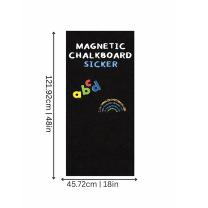 Peel and stick magnetic chalkboard wallpaper in a kids' room, perfect for drawing, notes, and learning activities