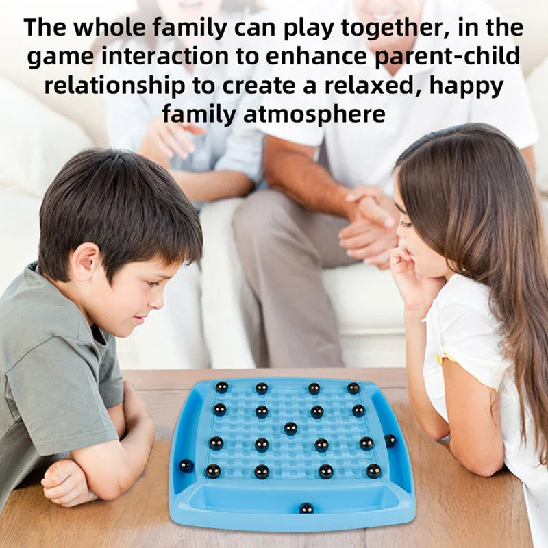 Magnetic chess board with pieces mid-game, highlighting strategic gameplay, educational toy