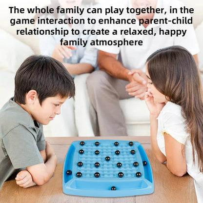 Magnetic chess board with pieces mid-game, highlighting strategic gameplay, educational toy
