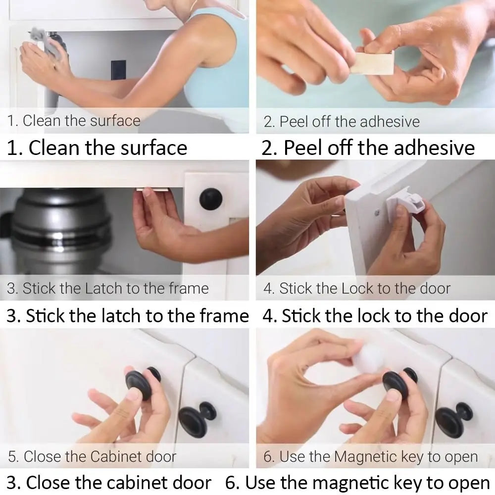 Magnetic cabinet lock protecting contents from curious children, a vital home safety measure, easy installation.