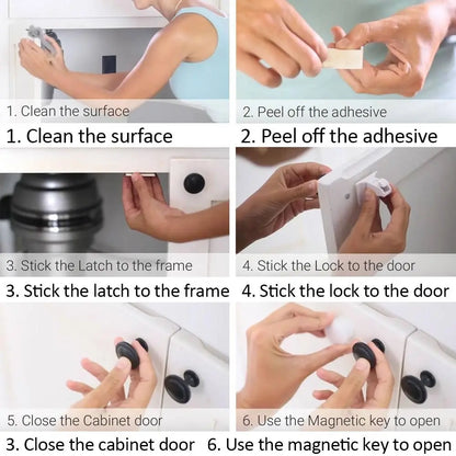 Magnetic cabinet lock protecting contents from curious children, a vital home safety measure, easy installation.