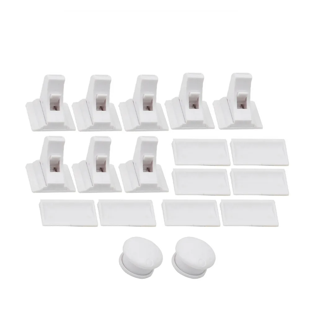 Packaging for magnetic child safety locks, emphasizing 'invisible protection' and 'easy installation' for parents.