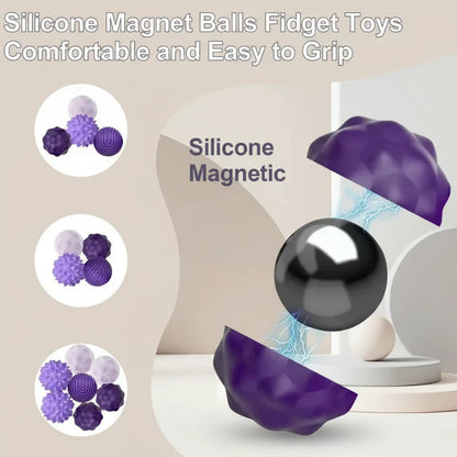 Assorted magnetic silicone stress balls, a desk toy for creative relaxation and sensory play.