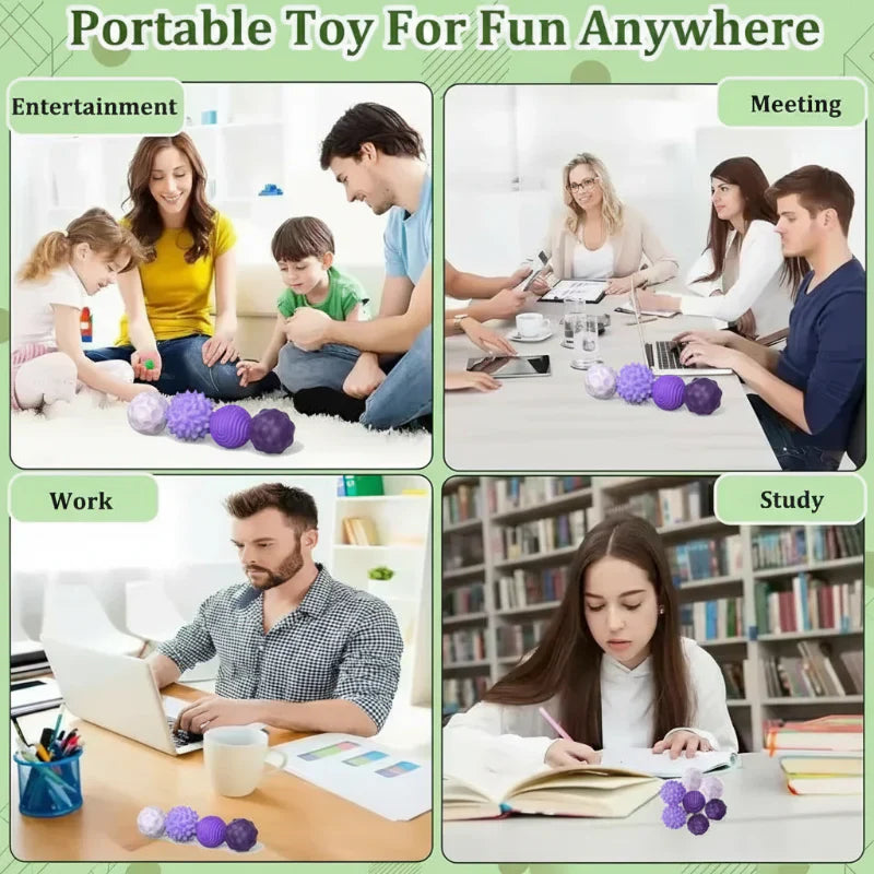 Colorful magnetic silicone fidget balls, great for focus and sensory stimulation.