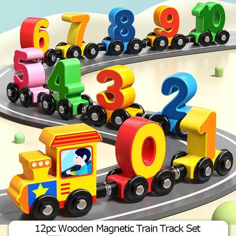 Magnetic wooden animal train engine, a fun and durable activity toy for imaginative kids' play