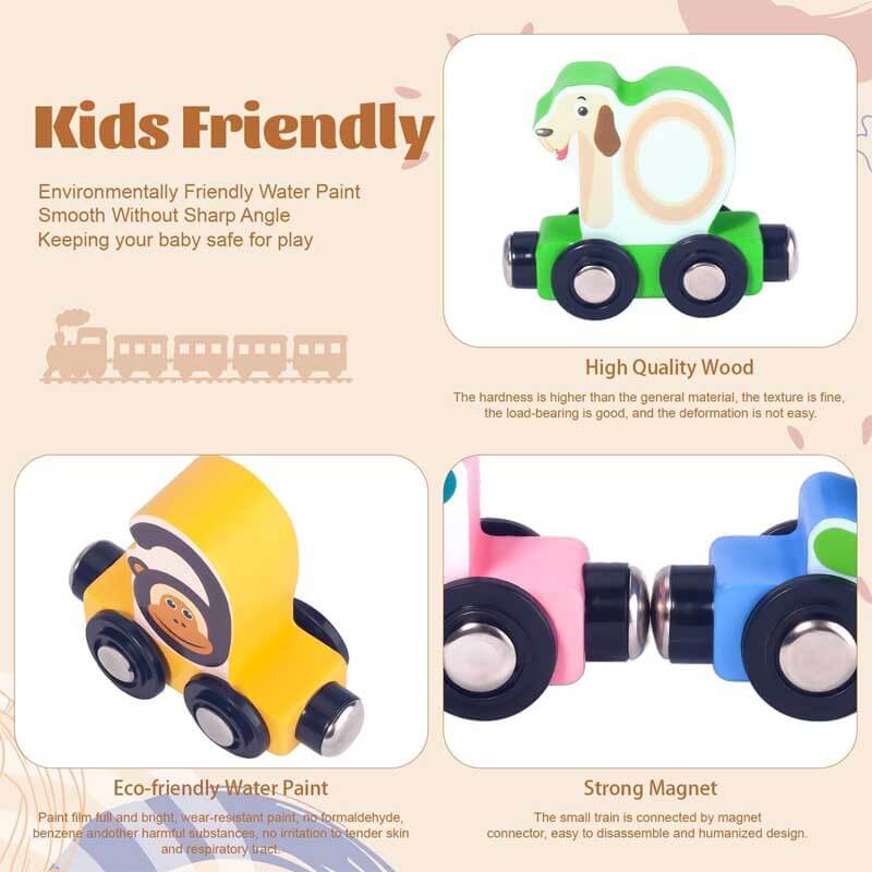 Educational magnetic number train set for toddlers, vibrant wooden toy promoting counting skills