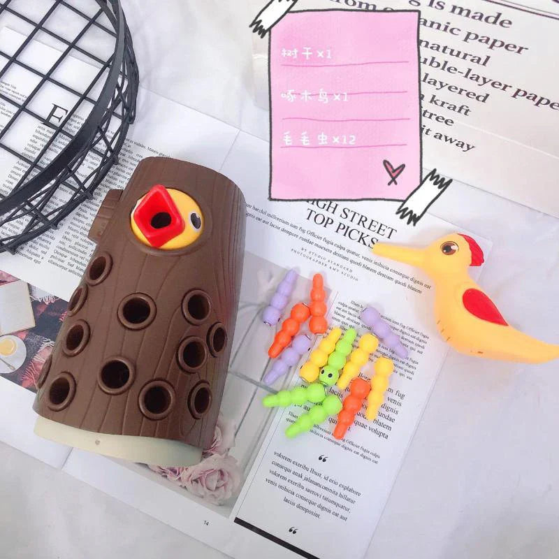 Montessori-inspired Magnetic Woodpecker Game, a fun developmental toy for kids