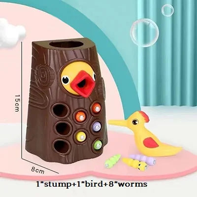 Kids game: Magnetic Woodpecker, designed for fine motor skill development and preschool learning