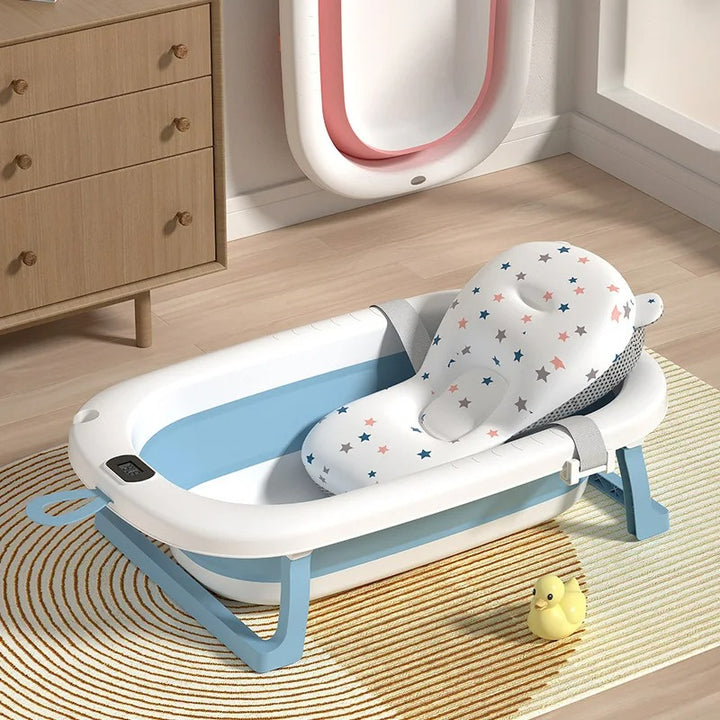 Foldable Baby Bathtub with Thermometer & Soft Support