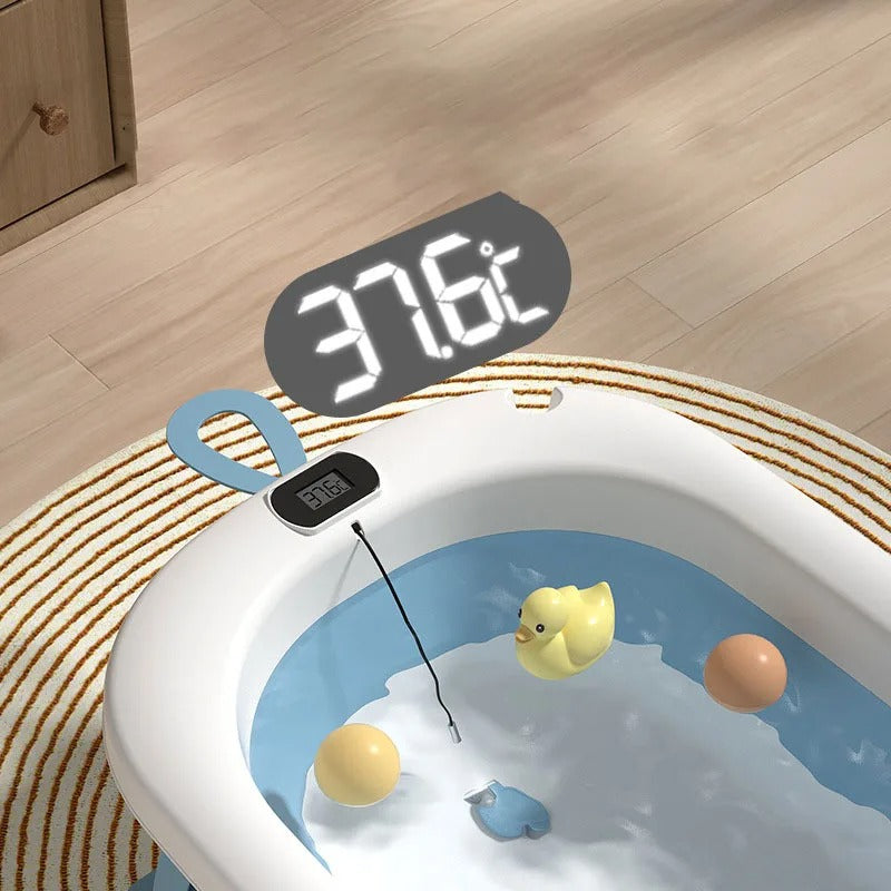 Foldable Baby Bathtub with Thermometer & Soft Support