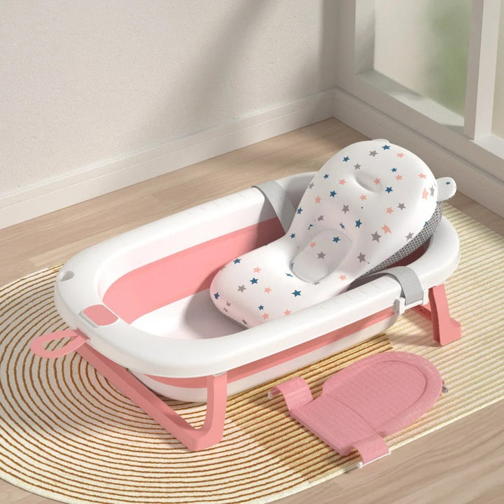 Foldable Baby Bathtub with Thermometer & Soft Support
