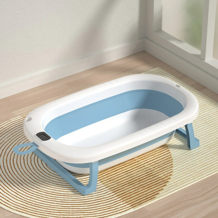 Foldable Baby Bathtub with Thermometer & Soft Support
