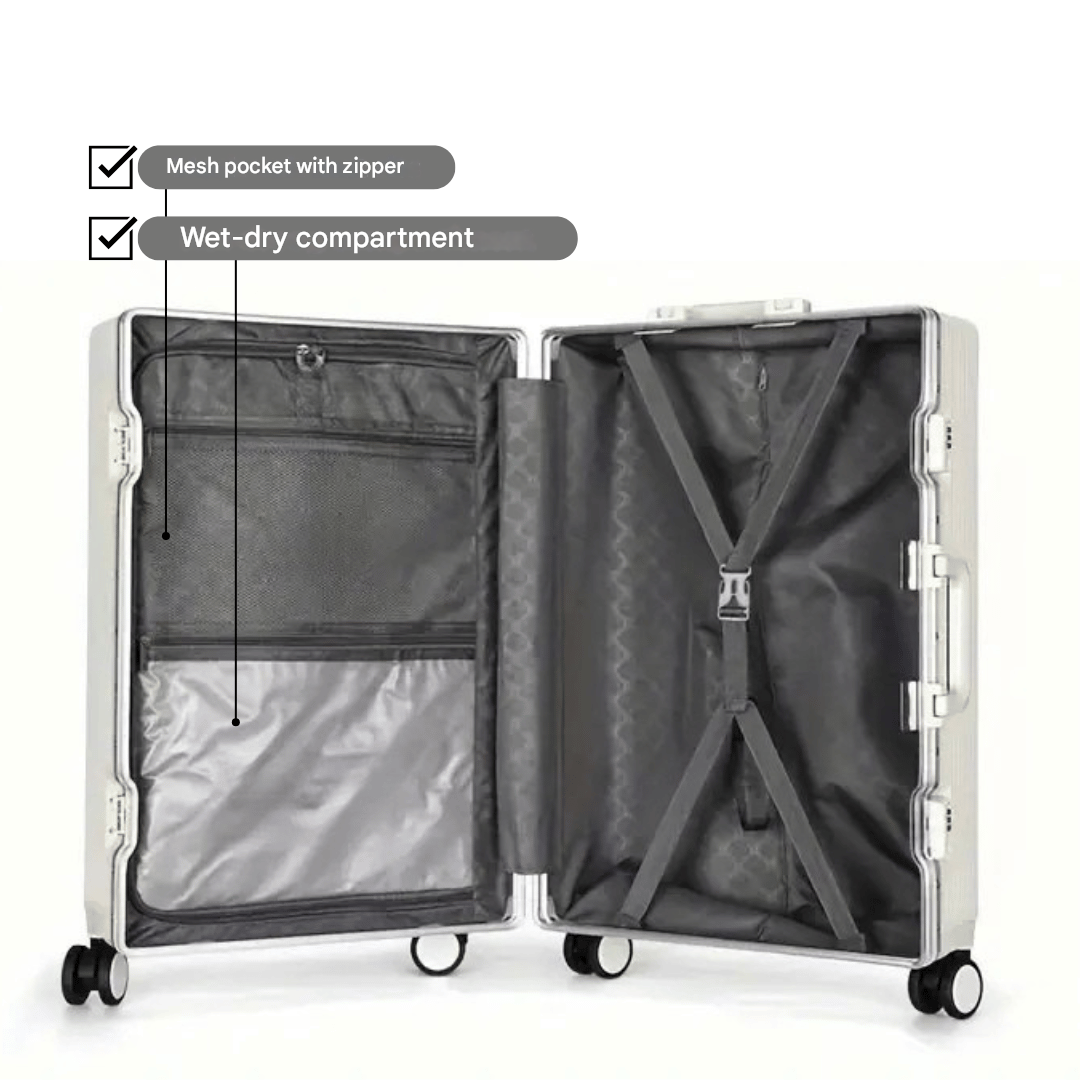Compact hard-shell carry-on for men & women, ideal for travel with its laptop compartment.