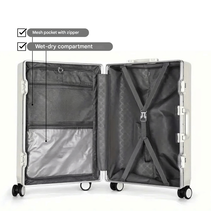 Compact hard-shell carry-on for men & women, ideal for travel with its laptop compartment.