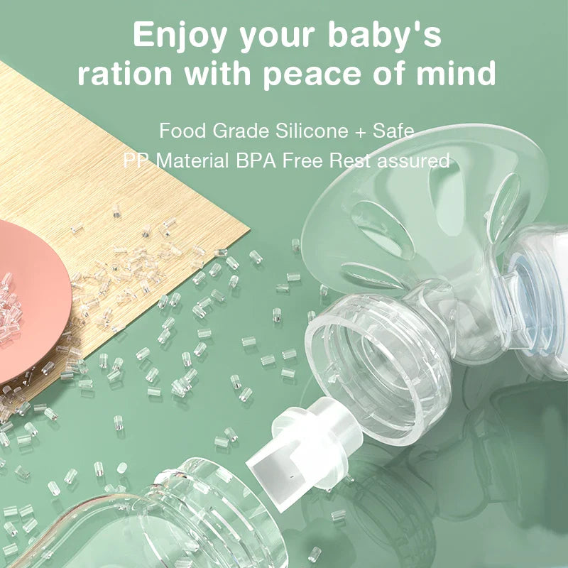 Complete BPA-free manual milk pump kit with bottle and stand, perfect for new mothers' baby health