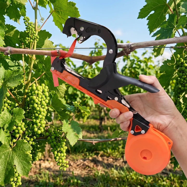 Manual garden plant tying tool, ideal for supporting vines & vegetables. Essential handheld horticulture equipment.