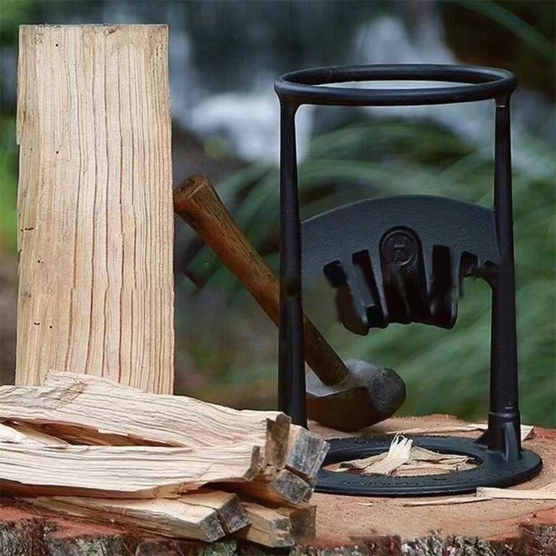 Manual kindling splitter, safe wood chopping tool for fireplaces & campfires.