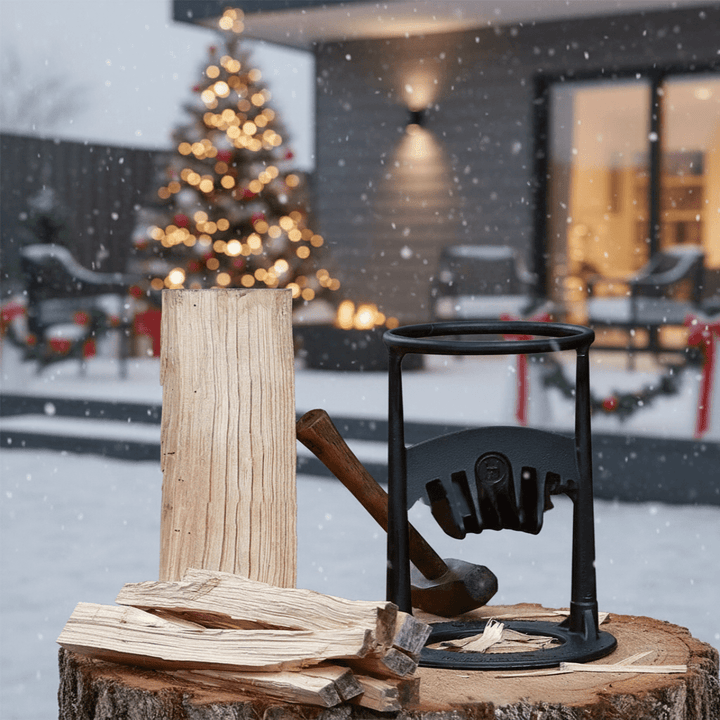 Portable kindling splitter for camping, outdoor living, & safe firewood preparation.