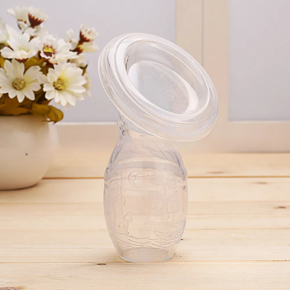 Empty manual silicone breast pump, ready for use as a milk collector