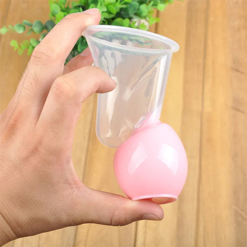Close-up of the opening of a manual silicone breast pump, soft and body-safe