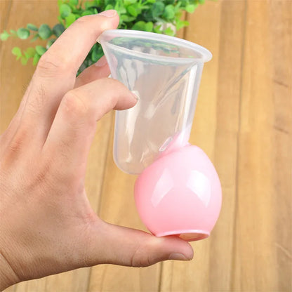Close-up of the opening of a manual silicone breast pump, soft and body-safe