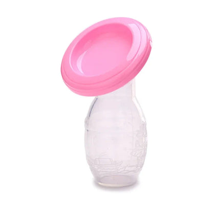Clear silicone breast pump, ideal for collecting let-down milk during nursing or pumping