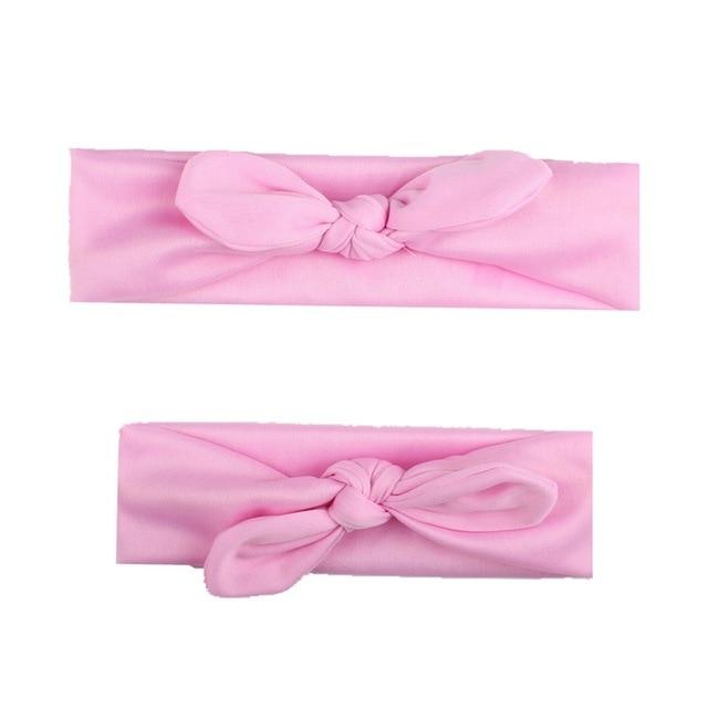 Pink cotton bow headbands for women and baby, a charming matching family set