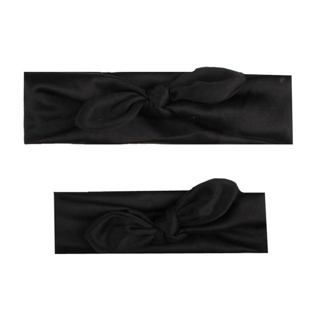 Set of two pink cotton bow headbands, one for mom, one for baby girl, twinning style