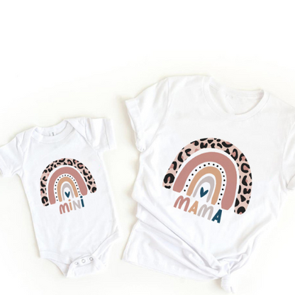 Stylish rainbow cotton outfit for mom, ideal for casual family fashion