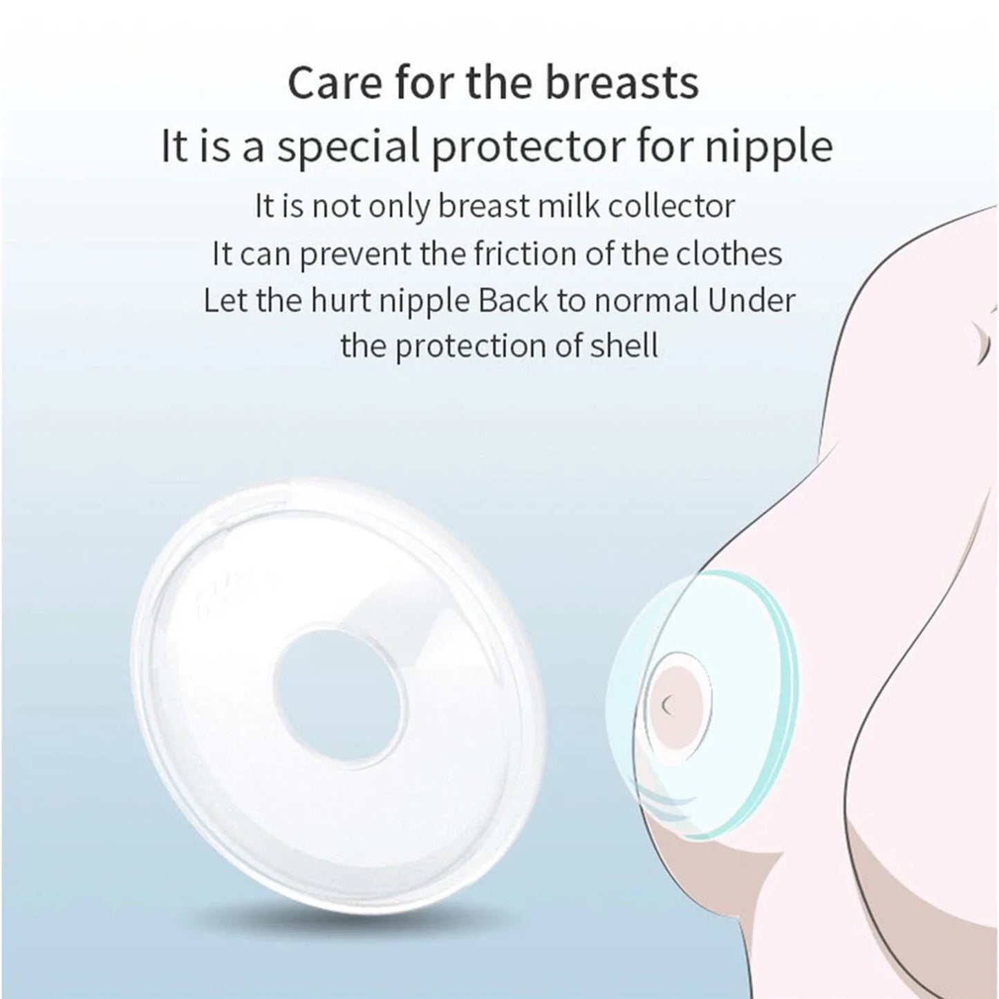 Close-up of a silicone milk collector for breastfeeding moms, designed as a nipple shield & milk saver