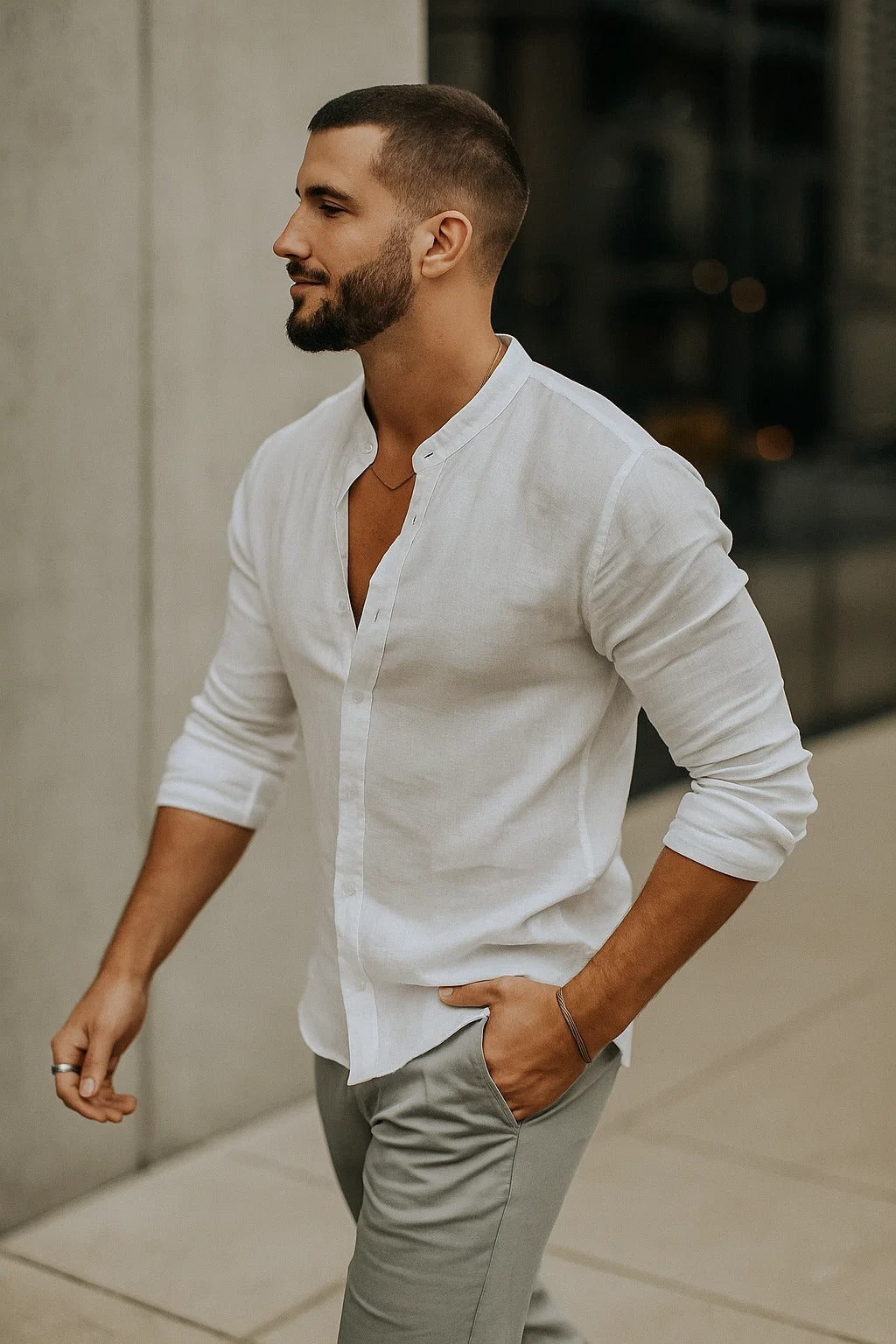 Stylish men's 3/4 sleeve shirt for casual spring fashion, ideal for holidays & weekend comfort.