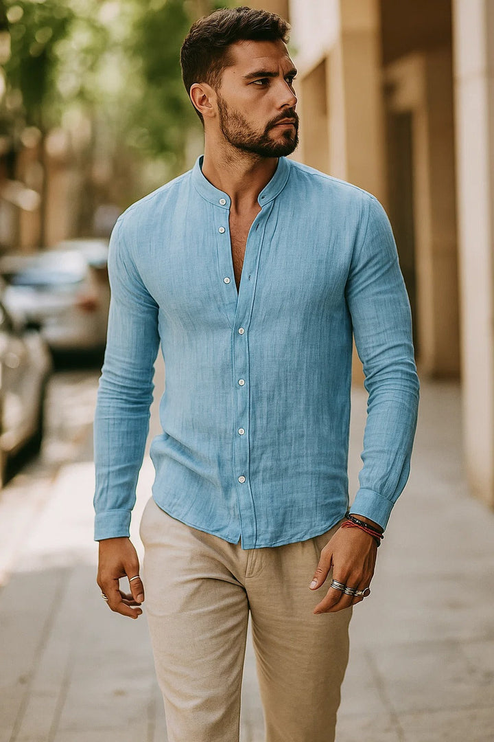 Men's casual 3/4 sleeve top, perfect for relaxed weekends, spring outings, or stylish holiday wear.