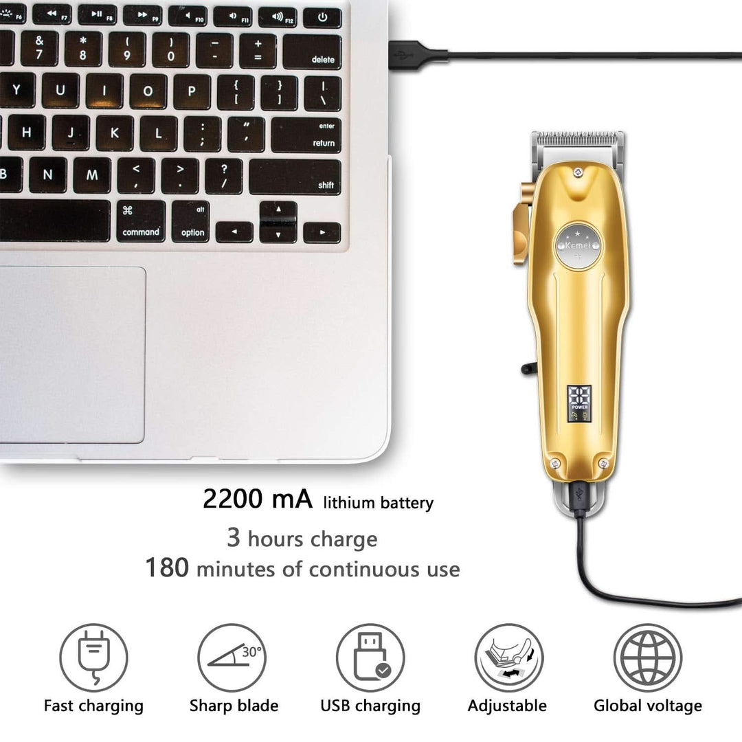 Versatile men's grooming kit: 3-in-1 hair trimmer, electric shaver & beard styler for home use.