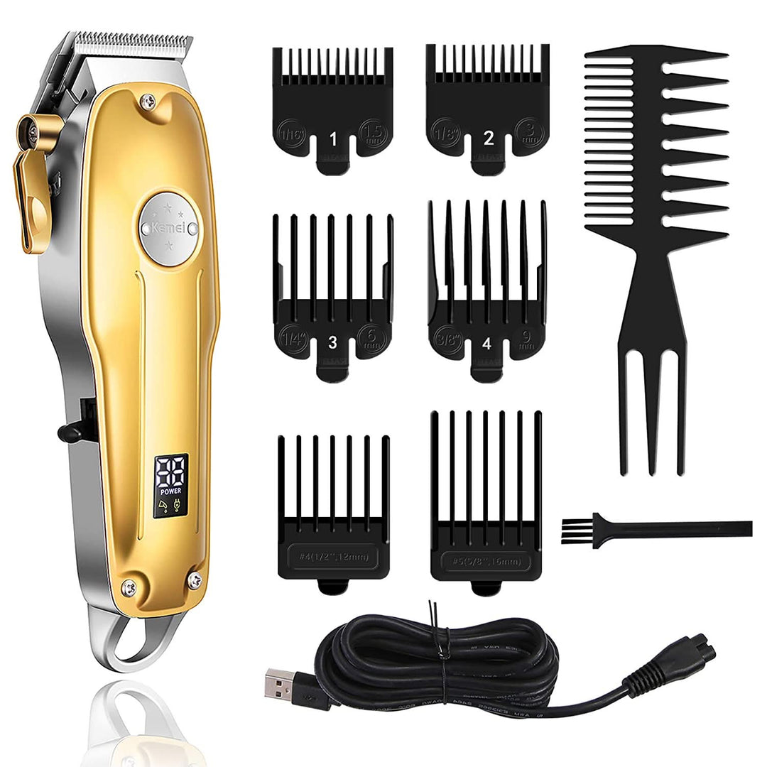 Close-up of the men's precision hair trimmer head, showing sharp blades for detailed beard grooming.