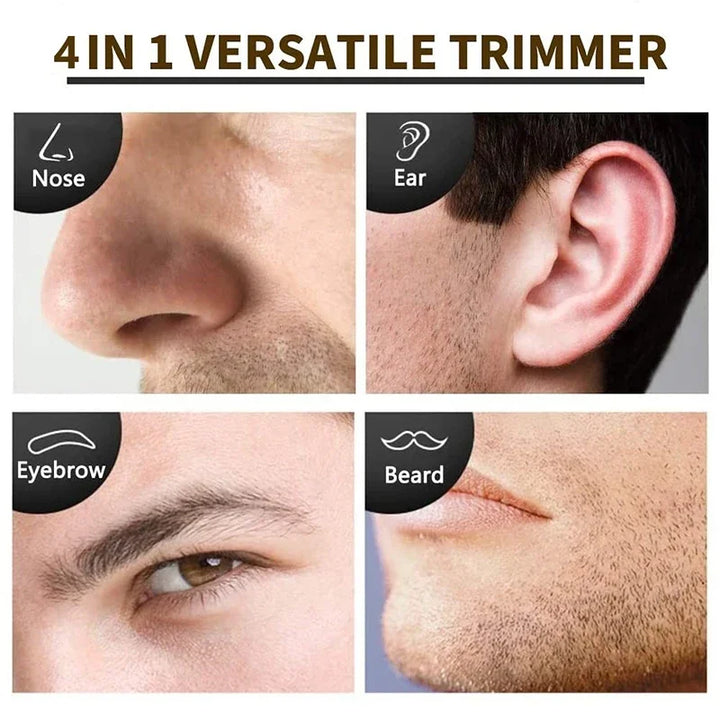 Multi-groomer for men with nose, beard, and ear hair trimmer attachments, personal care device