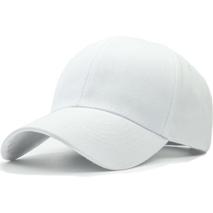 Adjustable men's structured baseball cap, ensuring a secure & comfortable fit for all-day daily wear.