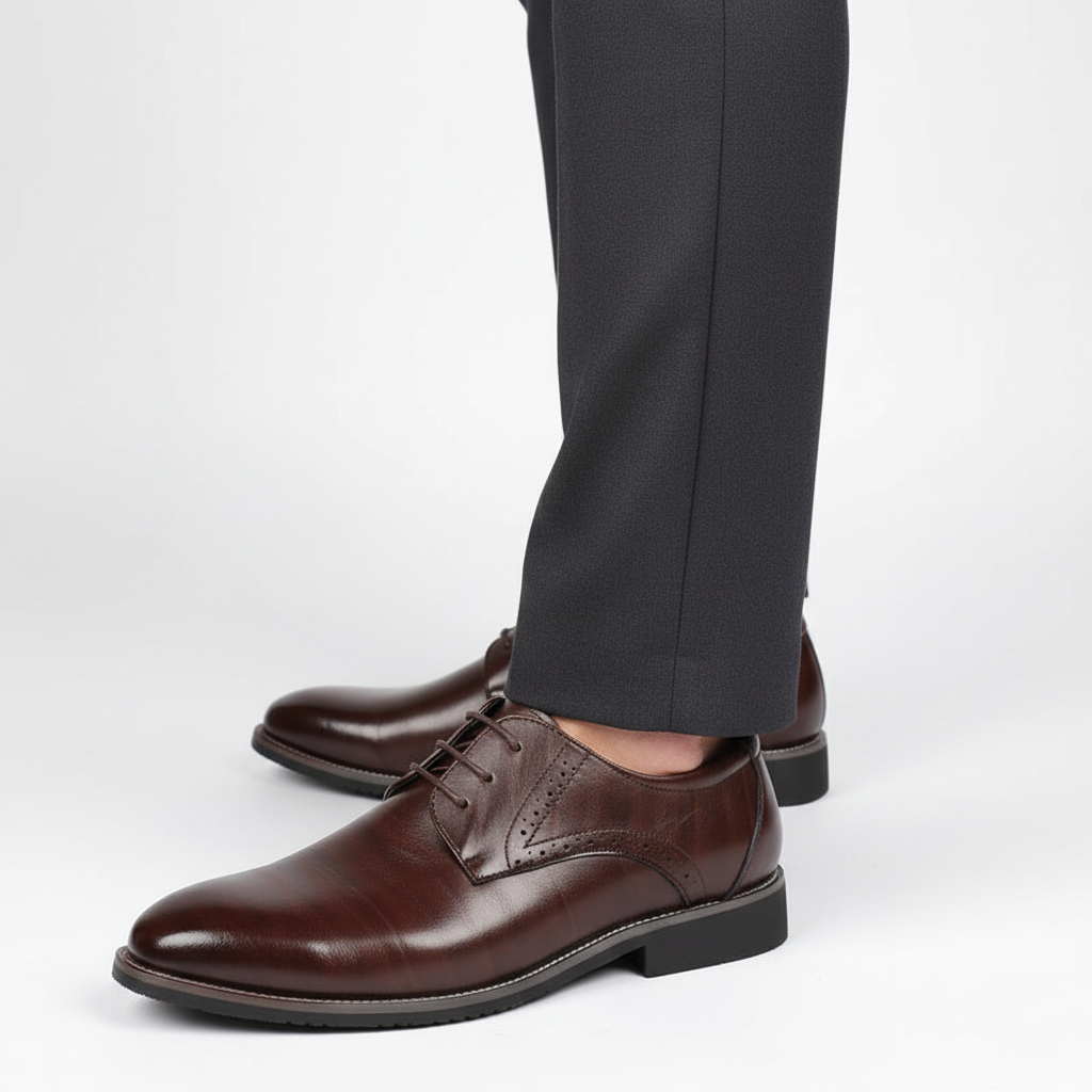 Adrian men's comfortable leather dress shoes. Timeless brogue design for office, formal, & smart casual looks.