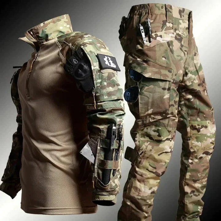 Men's multi-season tactical outdoor set. Breathable & water repellent activewear perfect for hiking and various activities.