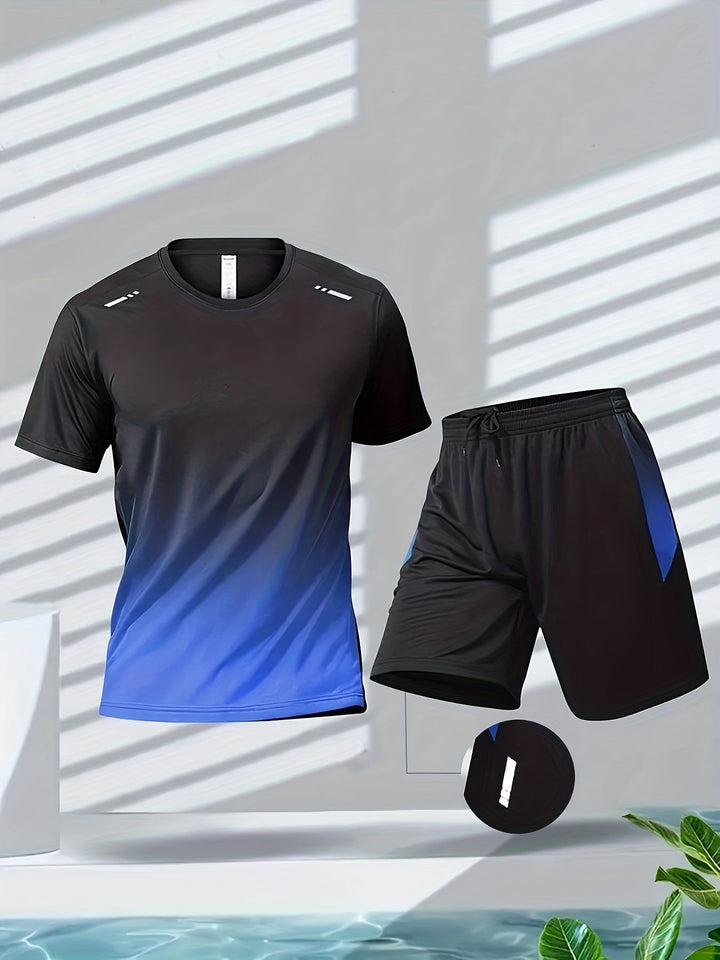 Men's PowerMove athletic t-shirt & shorts set. Quick-dry, breathable workout gear for fitness & active lifestyles.