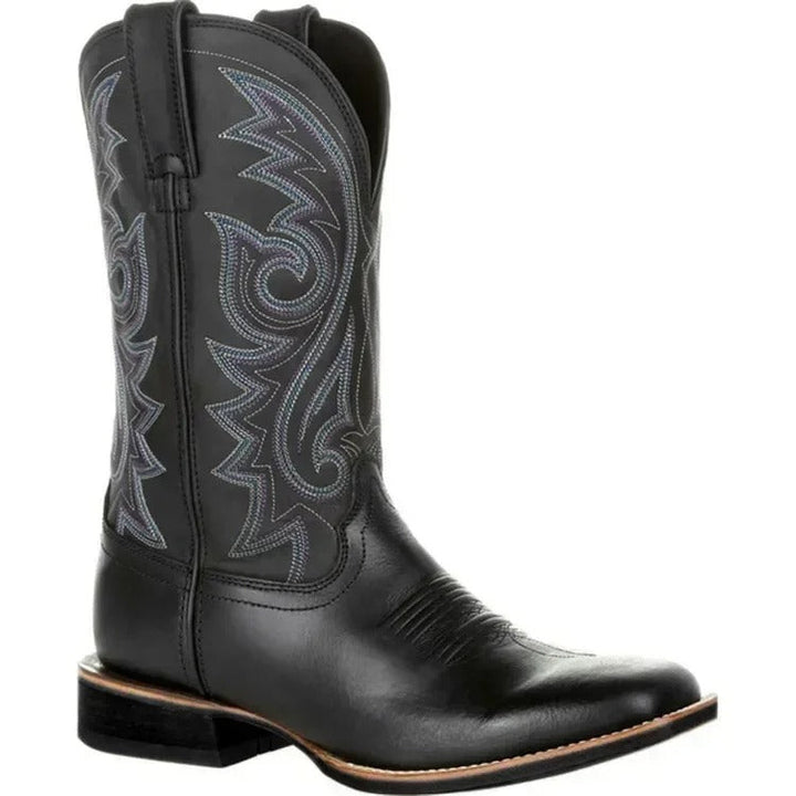 Men's authentic Western square toe boots. Comfortable mid-calf design, rugged style & durable for daily wear.