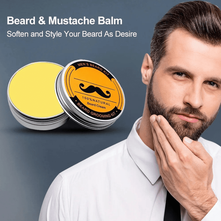Get a strong, healthy beard with this men's beard growth kit. Includes dermaroller, oil, & balm for care.