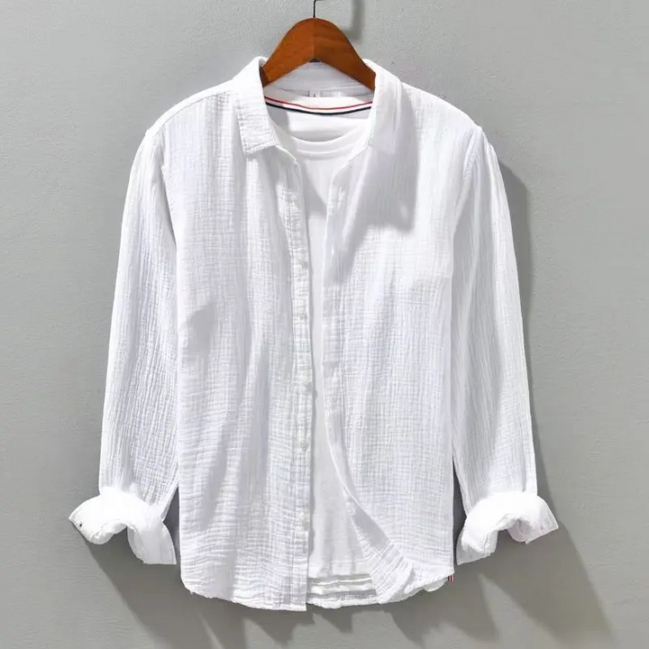 Classic black men's lightweight button-up shirt, a versatile choice for summer casual wear.