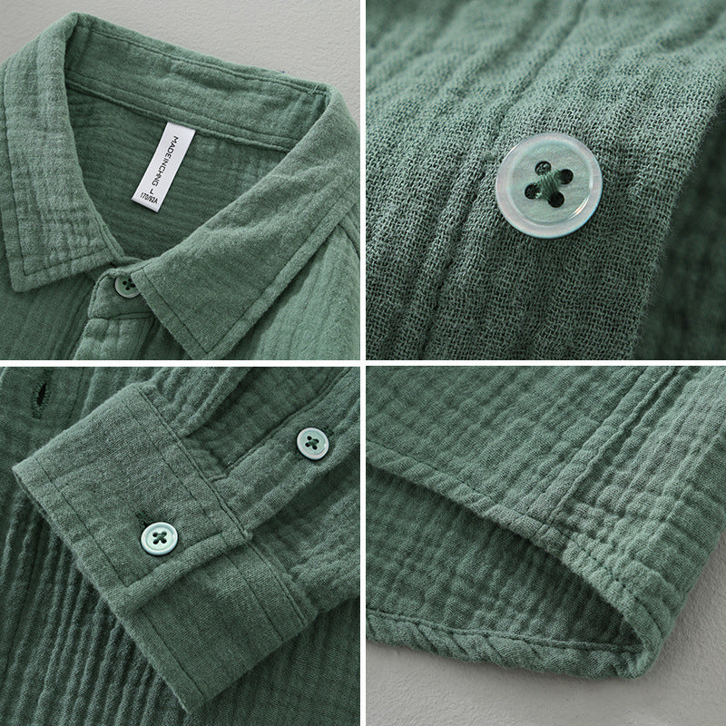 Relaxed fit men's lightweight button-up shirt, ideal for everyday summer style. Available in yellow.